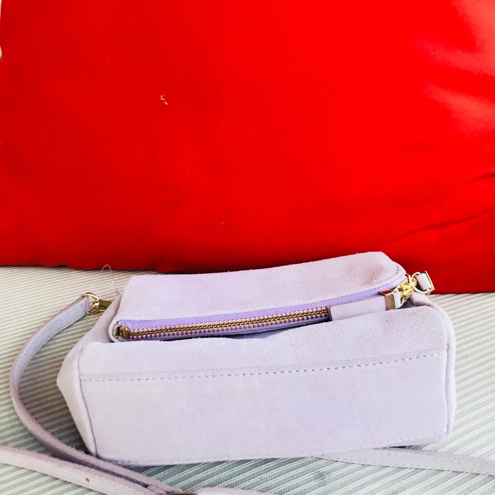 Talbots Mini Foldover Suede Crossbody Bag in Lilac - Picture 6 of 8